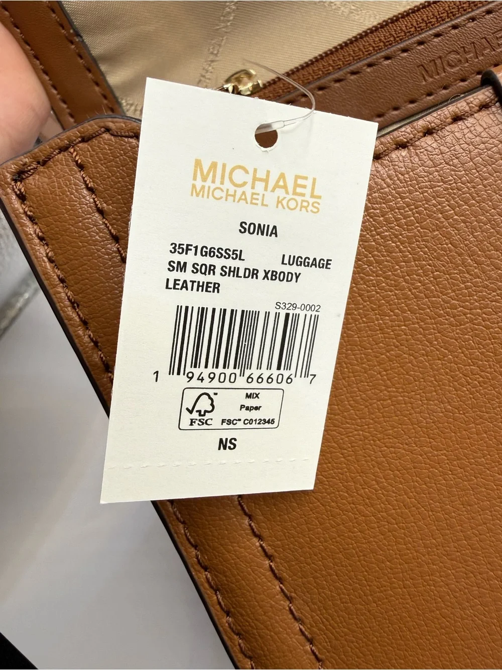 Michael Kors Tan Leather Crossbody with Gold MK Magnetic Lock Pre-Owned
